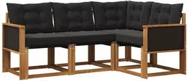 Lauko sofos komplektas 4 vnt. Natūrali ir juoda