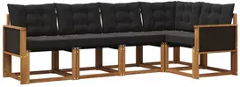 Lauko sofos komplektas su pagalve 5 pcs Natūrali ir juoda