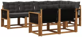 Lauko sofos komplektas su pagalve 7 pcs Natūrali ir juoda