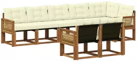 Lauko sofos komplektas su pagalve 8 pcs Natūralus ir grietinėlė