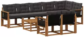 Lauko sofos komplektas su pagalve 9 pcs Natūrali ir juoda