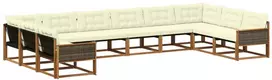 Lauko sofos komplektas 10 pcs Natūralus ir grietinėlė