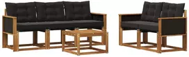Lauko sofos komplektas su pagalve 6 pcs Natūrali ir juoda