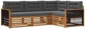 Lauko sofos komplektas su pagalve 4 pcs Natūralus ir antracitas