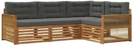 Lauko sofos komplektas su pagalve 4 pcs Natūralus ir antracitas