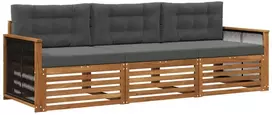 Lauko sofos komplektas su pagalve 3 pcs Natūralus ir antracitas