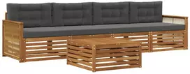 Lauko sofos komplektas su pagalve 5 pcs Natūralus ir antracitas