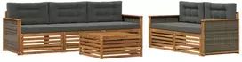 Lauko sofos komplektas su pagalve 6 pcs Natūralus ir antracitas