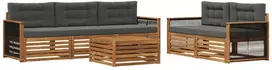 Lauko sofos komplektas su pagalve 6 pcs Natūralus ir antracitas