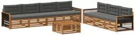 Lauko sofos komplektas su pagalve 8 pcs Natūralus ir antracitas