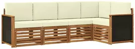 Sekcijos sofų komplektas 4 pcs Natūralus ir grietinėlė