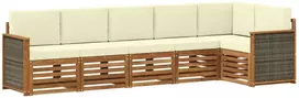 Sofa Sekcijos sofų komplektas 5 pcs Natūralus ir grietinėlė