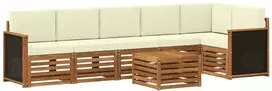 Sofa Sekcijos sofų komplektas 6 pcs Natūralus ir grietinėlė