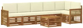 Sofa Sekcijos sofų komplektas 6 pcs Natūralus ir grietinėlė