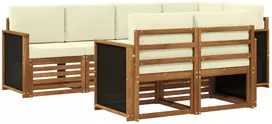 Sekcijos sofų komplektas 6 pcs Natūralus ir grietinėlė