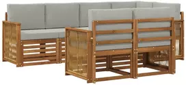 Lauko baldų komplektas Sekcijos sofų komplektas 6 pcs Natūrali ir šviesiai pilka