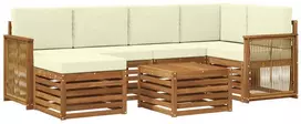 Sekcijos sofų komplektas 6 pcs Natūralus ir grietinėlė