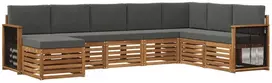 Lauko sofos komplektas su pagalve 6 pcs Natūralus ir antracitas