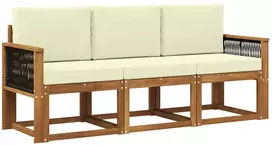 Lauko sofos komplektas su pagalve 3 pcs Natūralus ir grietinėlė
