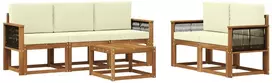 Lauko sofos komplektas su pagalve 6 pcs Natūralus ir grietinėlė