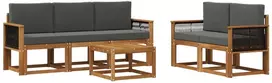 Lauko sofos komplektas su pagalve 6 pcs Natūralus ir antracitas