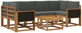 Lauko sofos komplektas su pagalve 5 pcs Natūralus ir antracitas