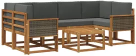 Lauko sofos komplektas su pagalve 5 pcs Natūralus ir antracitas