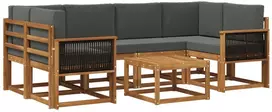 Lauko sofos komplektas su pagalve 5 pcs Natūralus ir antracitas