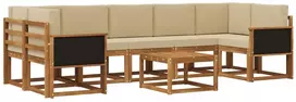 Lauko sofos komplektas 6 vnt. 7 vietos Natural and rusvai gelsvas