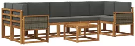 Lauko sofos komplektas 6 vnt. 7 vietos Natūralus ir antracitas