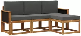 Lauko sofos komplektas su pagalve 4 pcs Natūralus ir antracitas