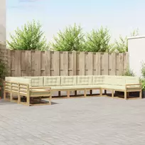 Lauko sofos komplektas su pagalve 10 pcs Balta ir kreminė