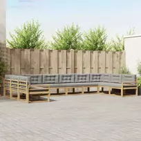 Lauko sofos komplektas 10 vnt. Balta ir šviesiai pilka