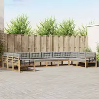 Lauko sofos komplektas 10 vnt. Balta ir šviesiai pilka