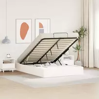 Lova Otomano lovos rėmas su saugojimo funkcija Baltas 160 x 200 cm