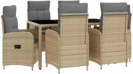Lauko baldų komplektas Lauko valgomojo komplektas 7 pcs Bežinė ir šviesiai pilka