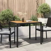 Sodo stalas Juoda 90 x 90 x 75 cm poliratanas