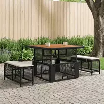 Lauko baldų komplektas Sodo valgomojo komplektas 3 pcs Bežinė ir kreminė poliratanas