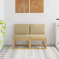 2 Vienetas Lauko Vidurinis Sofa Kietos akacijos mediena Balta