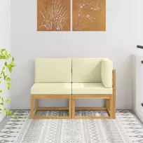 Lauko vidurinė ir kampinė sofa su pagalve 2 Vienetas Balta