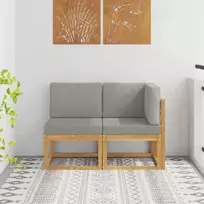 Lauko vidurinė ir kampinė sofa su pagalve 2 Vienetas Balta