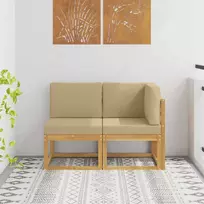 Lauko vidurinė ir kampinė sofa su pagalve 2 Vienetas Balta
