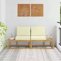 Lauko galinė sofa 2 Vienetas Balta Kietos akacijos mediena