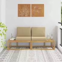 Lauko galinė sofa 2 Vienetas Balta Kietos akacijos mediena