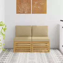 2 Vienetas Lauko Vidurinis Sofa Kietos akacijos mediena Balta