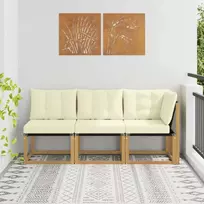 Lauko vidurinė ir kampinė sofa su pagalve 3 Vienetas Balta