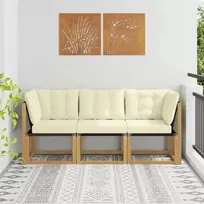 Lauko vidurinė ir kampinė sofa su pagalve 3 Vienetas Balta