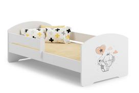 Vaikiška lova Luk su čiužiniu ir apsaugine tvorele 164 cm x 85 cm x 63 cm Baby elephant