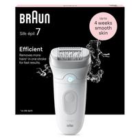 Braun Silk-épil 7, Epiliatorius moterims / Plaukų šalinimo priemonė ilgalaikiam plaukų šalinimui, švelniam odos paviršiui, Wet&Dry, pagaminta Vokietijoje, 7-011, Balta/Sidabrinė
