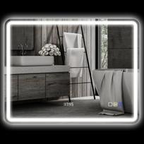 Vonios LED veidrodis 70x90 cm su Bluetooth ir laikrodžiu